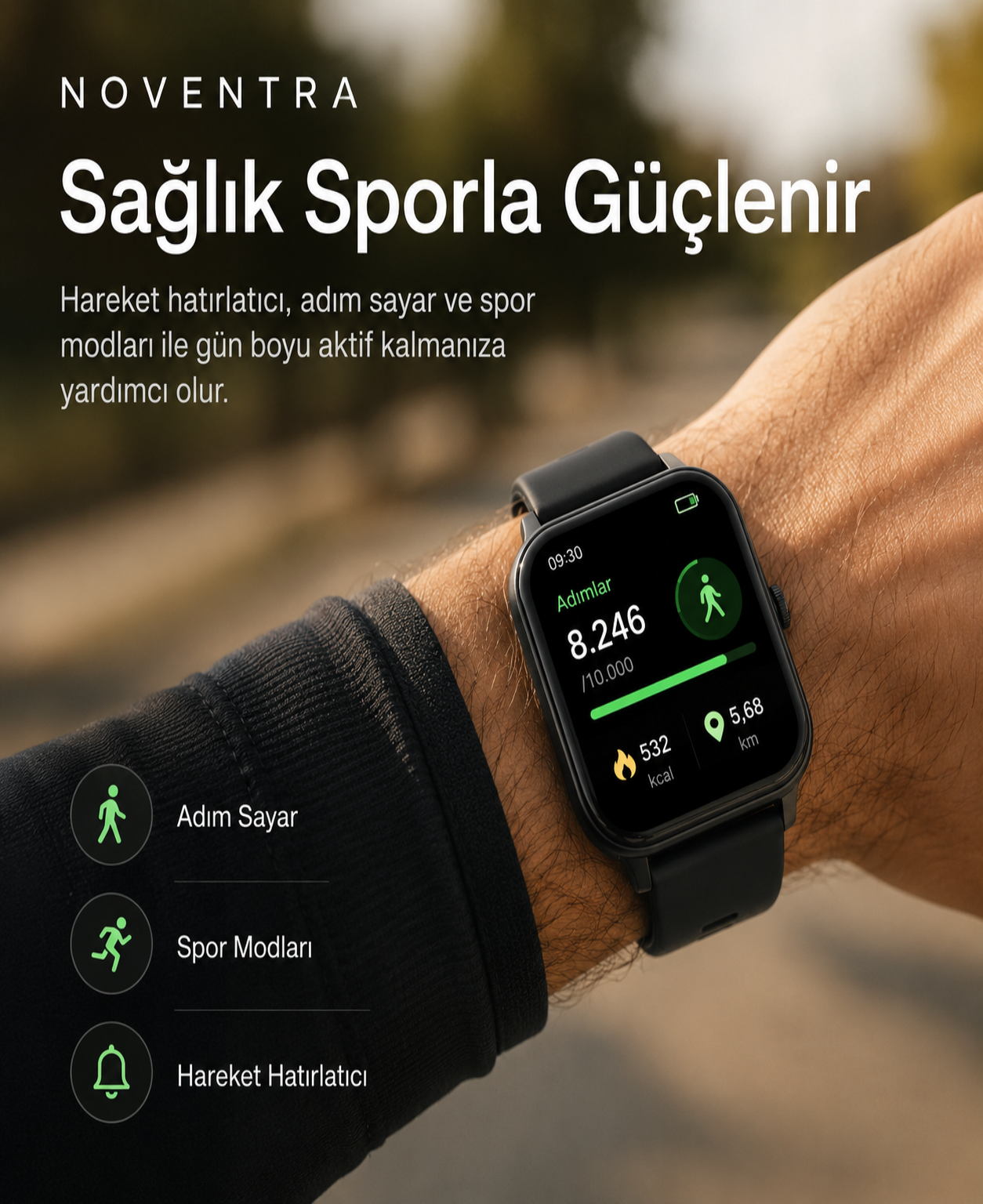 Noventra™ Faith Smartwatch – Ezan, Kıble ve Zikir Takibi Tek Saatte