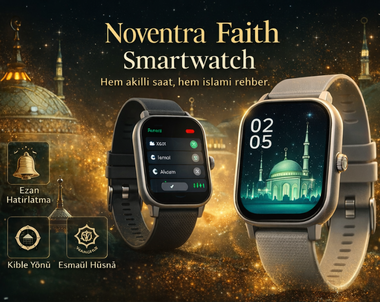 Noventra™ Faith Smartwatch – Ezan, Kıble ve Zikir Takibi Tek Saatte