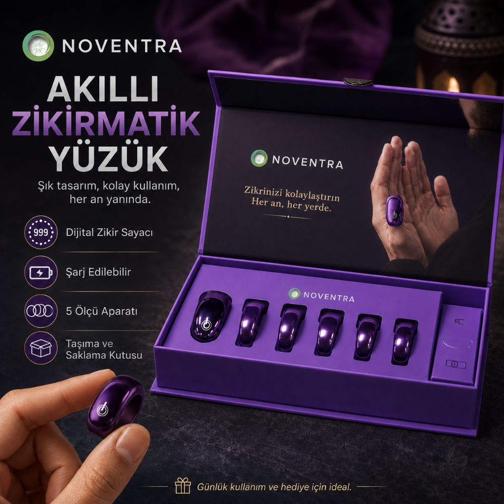 Noventra™ Akıllı Zikir Yüzüğü – Her An, Her Yerde Zikirde Kal
