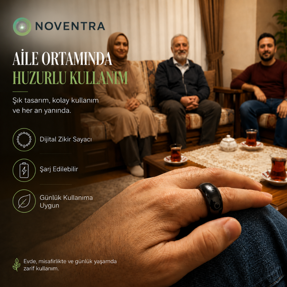 Noventra™ Akıllı Zikir Yüzüğü – Her An, Her Yerde Zikirde Kal