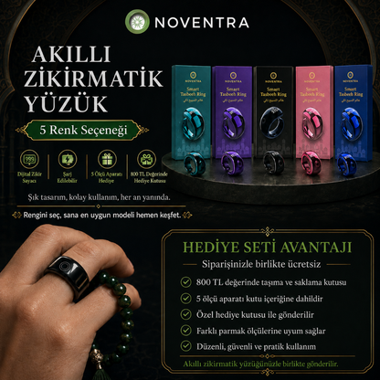 Noventra™ Akıllı Zikir Yüzüğü – Her An, Her Yerde Zikirde Kal