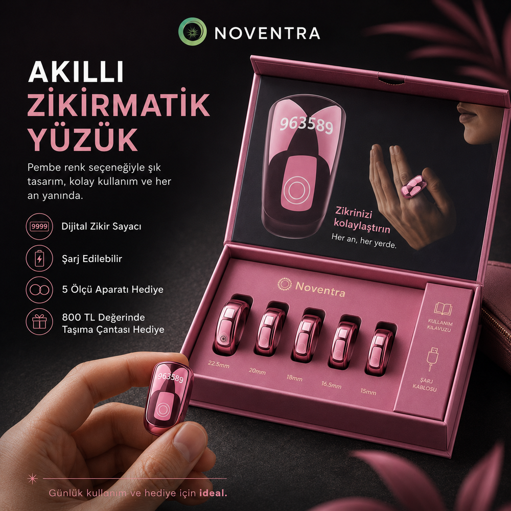 Noventra™ Akıllı Zikir Yüzüğü – Her An, Her Yerde Zikirde Kal